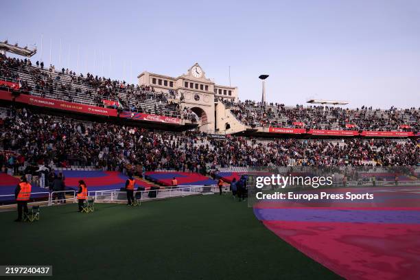 Panoramic view Estadio Olimpico Lluis Companys of during the Spanish league, La Liga EA Sports, football match played between FC Barcelona and...