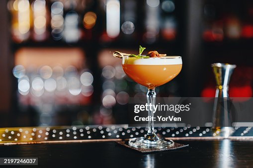Refreshing drink on a bar counter Refreshing drink on a bar counter