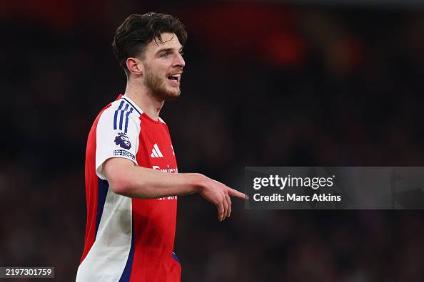 Lex Rice Declan Rice of Arsenal during the Premier League match between... News ...