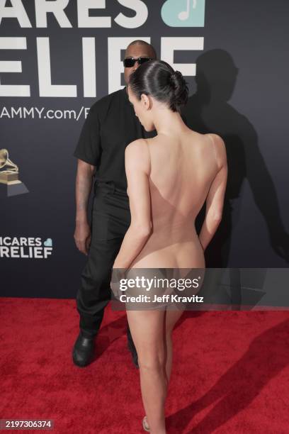 Kanye West and Bianca Censori attend the 67th GRAMMY Awards at Crypto.com Arena on February 02, 2025 in Los Angeles, California.