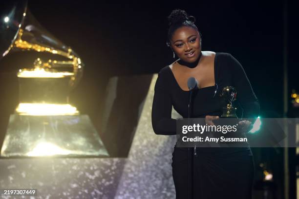 Samara Joy accepts the Best Jazz Performance award for "Twinkle Twinkle Little Me" onstage during the 67th GRAMMY Awards Premiere Ceremony at Peacock...