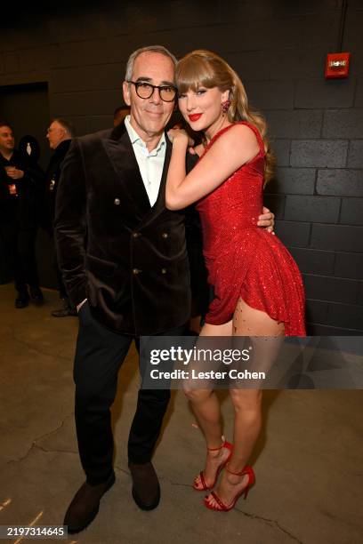 Monte Lipman and Taylor Swift attend the 67th Annual GRAMMY Awards at Crypto.com Arena on February 02, 2025 in Los Angeles, California.