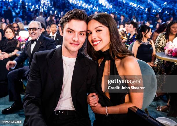 Louis Partridge and Olivia Rodrigo attend the 67th Annual GRAMMY Awards at Crypto.com Arena on February 02, 2025 in Los Angeles, California.