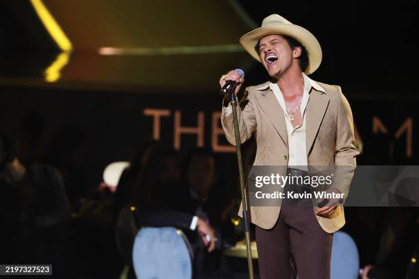 Bruno Mars performs onstage during the 67th Annual GRAMMY Awards at Crypto.com Arena on February 02, 2025 in Los Angeles, California.