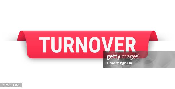 turnover - red banner, bookmark, ribbon, label on white background - turning page stock illustrations