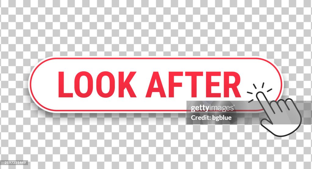 Look Button Look After 3d Click Web Button With Hand Cursor On Blank Background ...