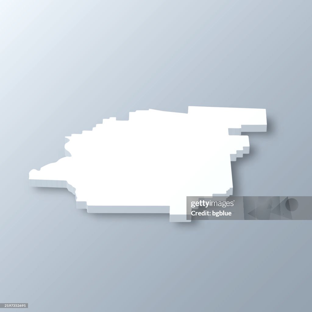Calhoun County, Alabama. 3D Map on gray background