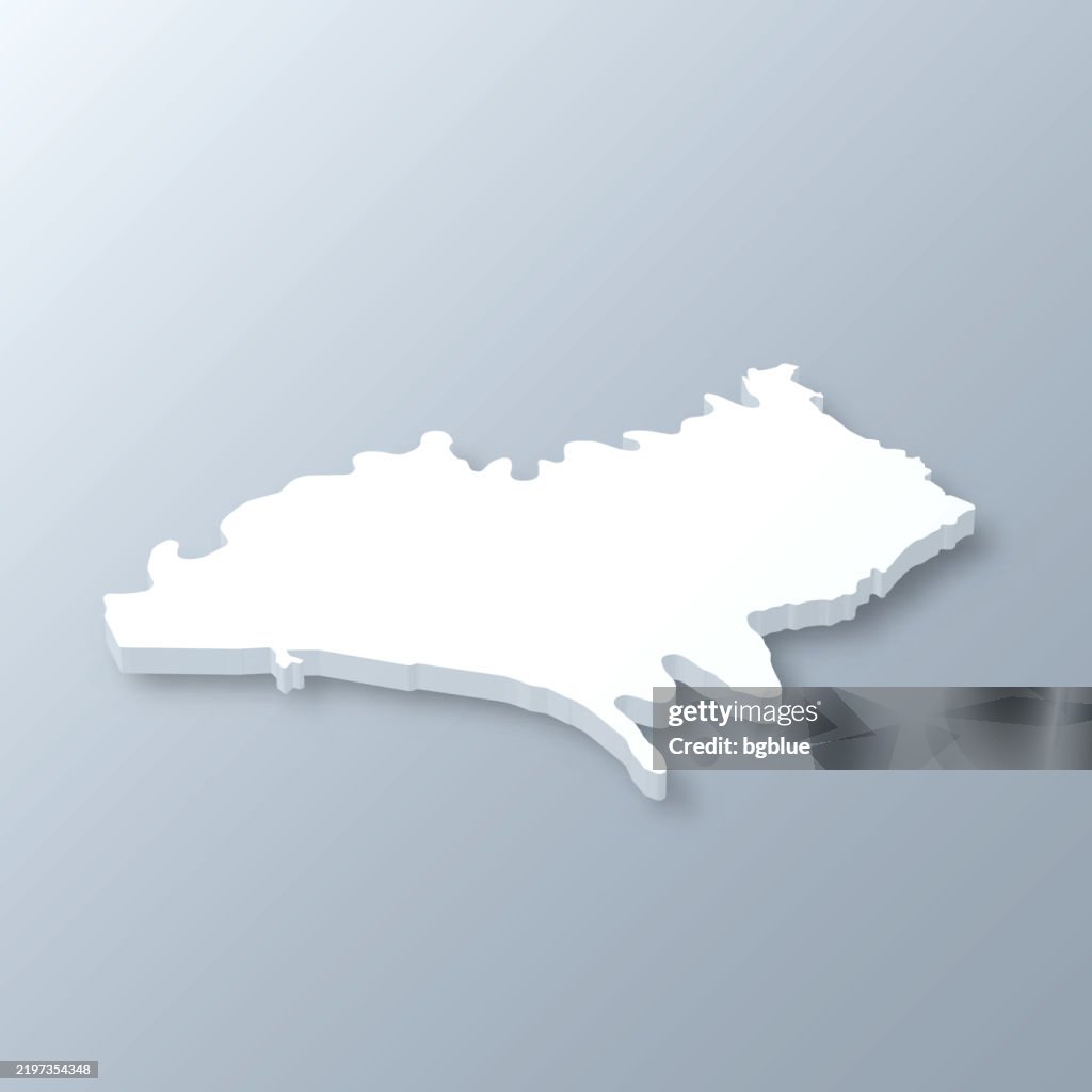 Hamblen County, Tennessee. 3D Map on gray background