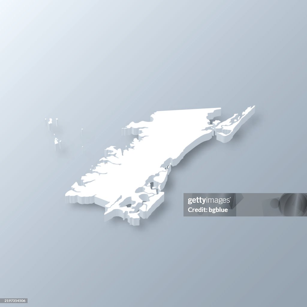Accomack County, Virginia. 3D Map on gray background