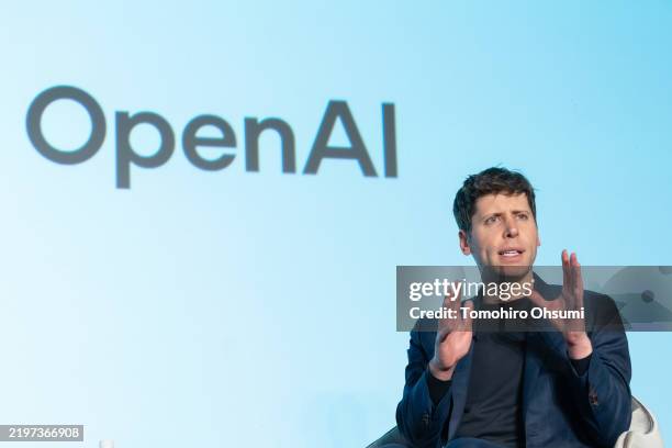 Open AI CEO Sam Altman speaks during a talk session with SoftBank Group CEO Masayoshi Son at an event titled "Transforming Business through AI" in...