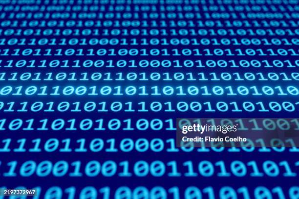 binary code line highlighted - code blue stock pictures, royalty-free photos & images