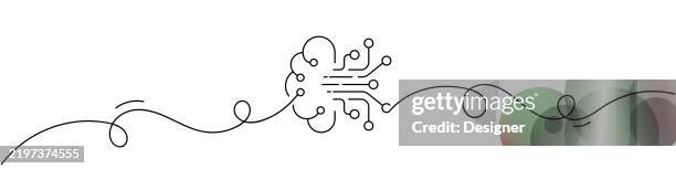 one continuous line drawing of deep learning icon. single line vector illustration - coding vector stock illustrations
