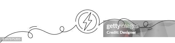 bildbanksillustrationer, clip art samt tecknat material och ikoner med one continuous line drawing of electricity icon. single line vector illustration - elektricitet