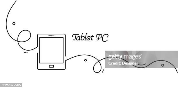 one continuous line drawing of tablet pc icon. single line vector illustration - ipad mockup horizontal stock illustrations