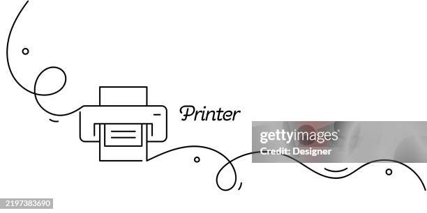 one continuous line drawing of printer icon. single line vector illustration - photocopier stock illustrations