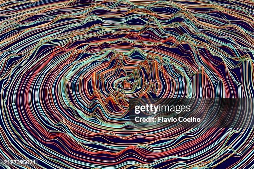 Concentric waveforms representing dynamic information flow and connectivity Concentric waveforms representing dynamic information flow and connectivity