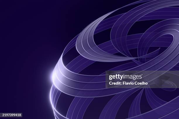 glowing dynamic surfaces in a fluid spiral - continuity stock pictures, royalty-free photos & images