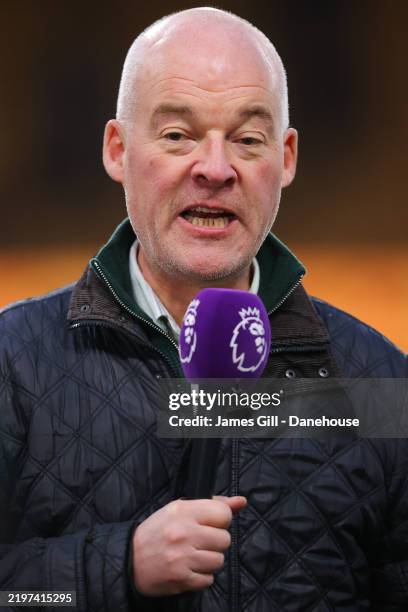 Commentator Jon Champion during the Premier League match between Wolverhampton Wanderers FC and Aston Villa FC at Molineux on February 01, 2025 in...