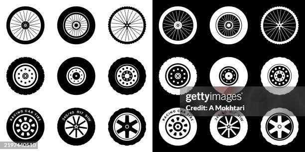 illustrazioni stock, clip art, cartoni animati e icone di tendenza di icone dei pneumatici. - ruota