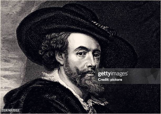 peter paul rubens 1577 - 1640 , flemish artist and diplomat xxxl - flemish-people stock illustrations