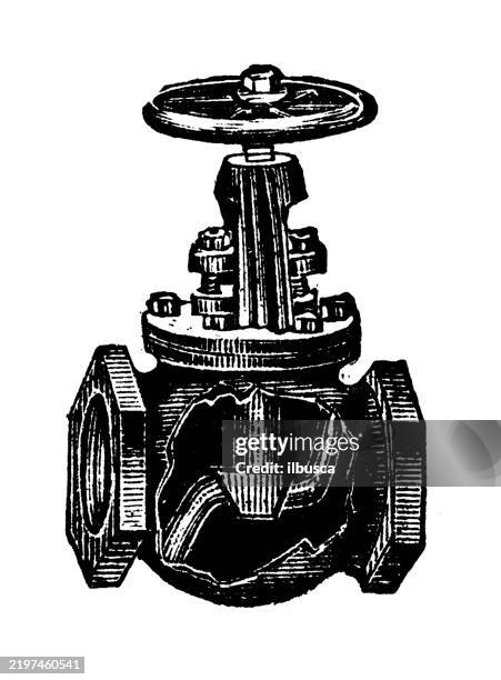 globe valve with yoke - check valve stock illustrations
