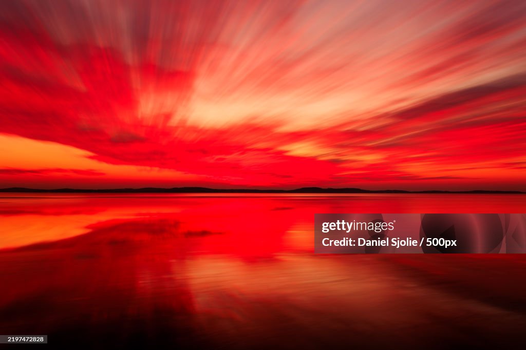 Scenic view of sea against orange sky,Havre De Grace,Maryland,United States,USA
