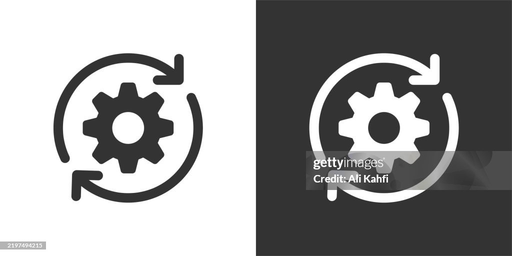 Icono de sólido de glifo de proceso. Serie de iconos en blanco y negro. Píxel perfecto aislado sobre fondo blanco y negro