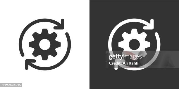 ilustrações de stock, clip art, desenhos animados e ícones de process glyph solid icon. black and white icon series. perfect pixel isolated on white and black background - atualização de software