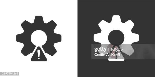 problem glyph solid icon. black and white icon series. perfect pixel isolated on white and black background - construction mistake stock illustrations