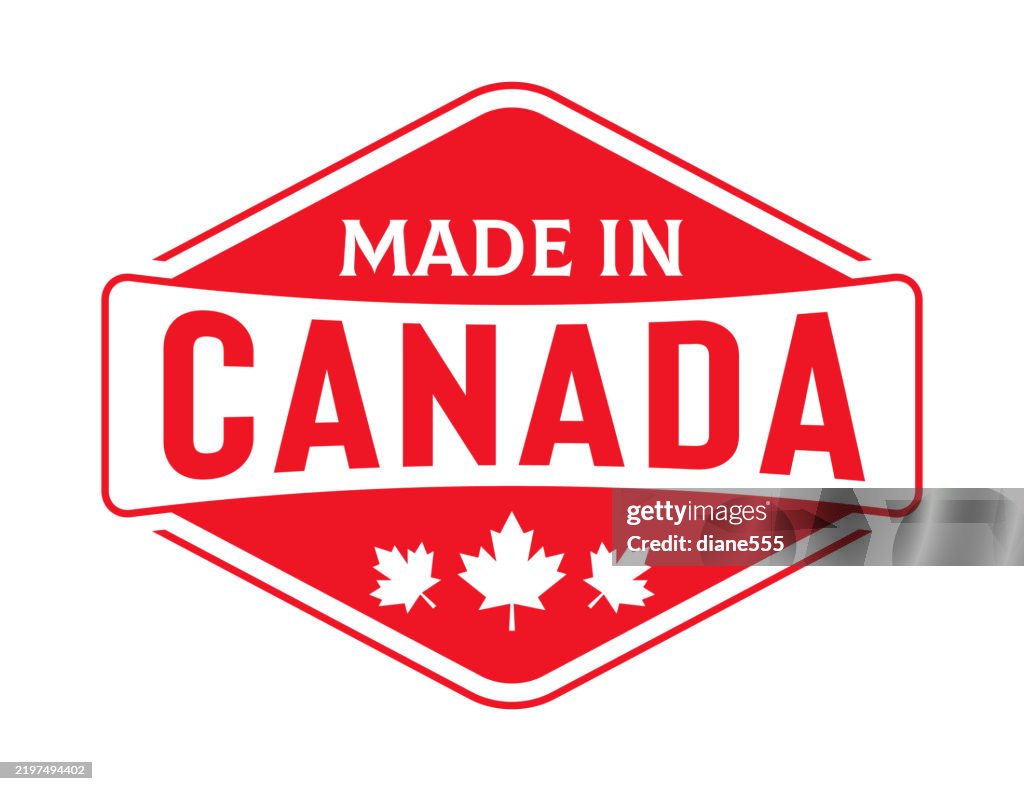 Made In Canada Label Badge On A Transparent Base