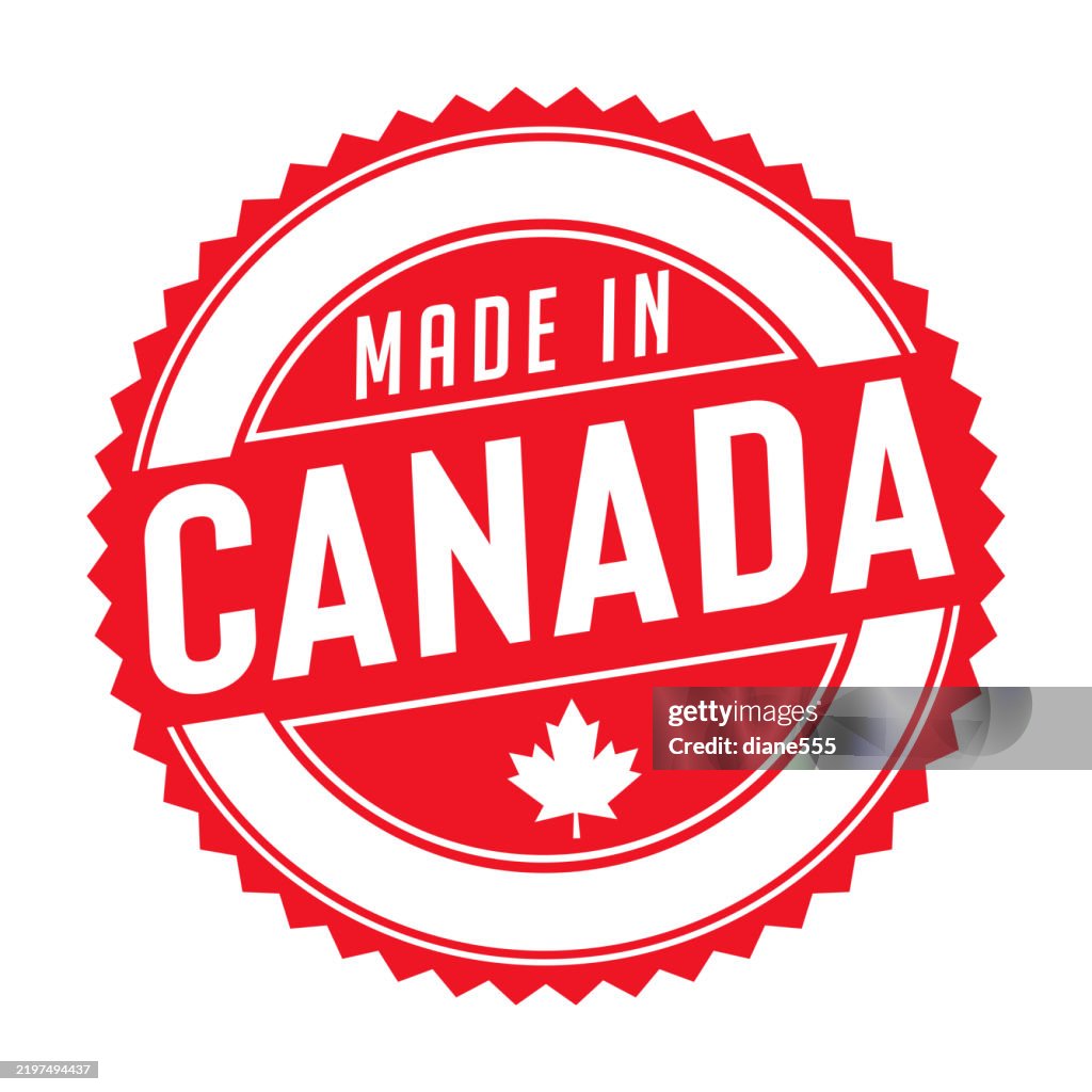 Made In Canada Label Badge On A Transparent Base