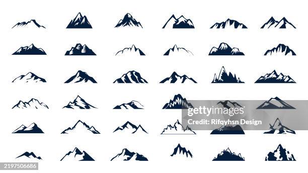 berge logo symbol und icons set - vorsätze stock-grafiken, -clipart, -cartoons und -symbole