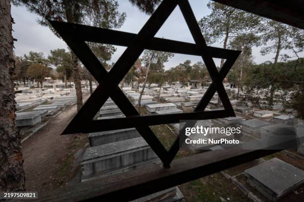 View of the Star of David and graves at a Jewish cemetery in southern Tehran, Iran, on February 6, 2025.