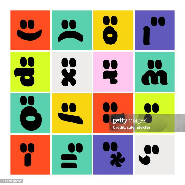 emojis collection type style design - comic font stock illustrations