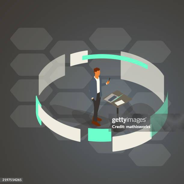 human in the loop - machine learning isometric stock illustrations