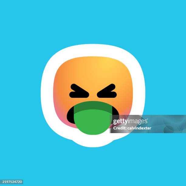 emoji sticker with color gradient - nausea stock illustrations