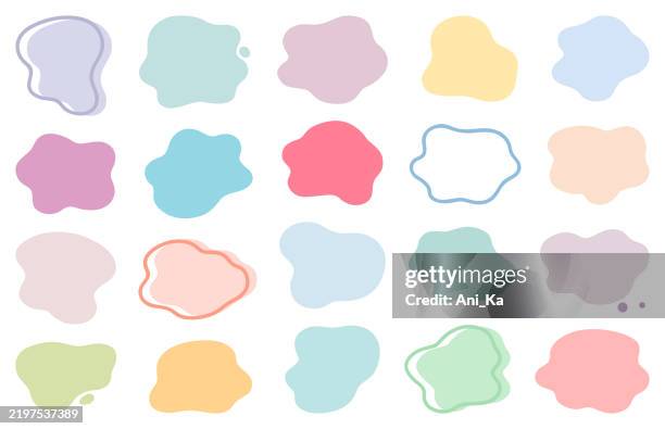 ilustraciones, imágenes clip art, dibujos animados e iconos de stock de conjunto de manchas de colores - dibujo de basta animado