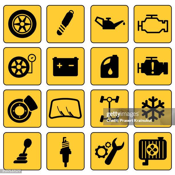 car repair service icon set - brake pad stock pictures, royalty-free photos & images