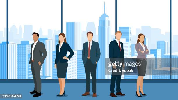stockillustraties, clipart, cartoons en iconen met group of business people urban scene - zakenmensen