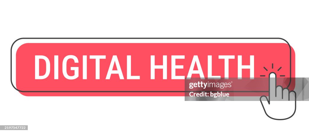 Health Program Buttons Digital Health Click Button With Hand Cursor On White Background High ...