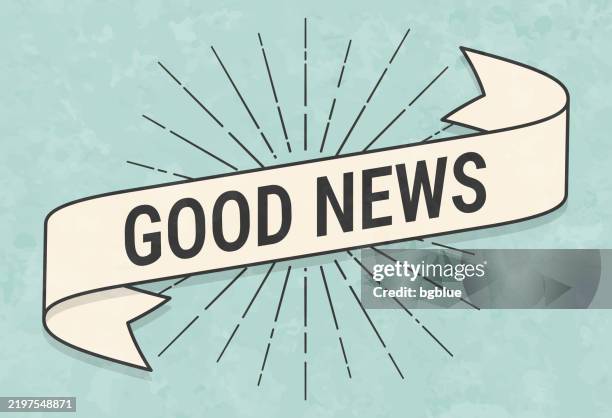 ilustrações de stock, clip art, desenhos animados e ícones de good news - banner in retro vintage style - old textured paper - boa notícia