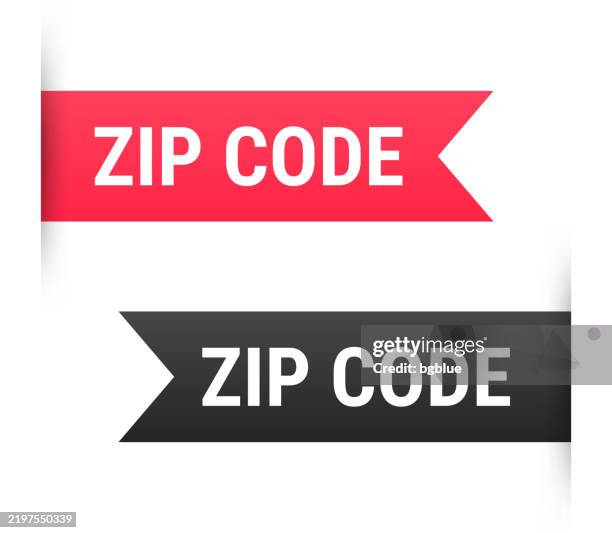 zip code - banner, bookmark, ribbon, label on white background - zip line stock illustrations