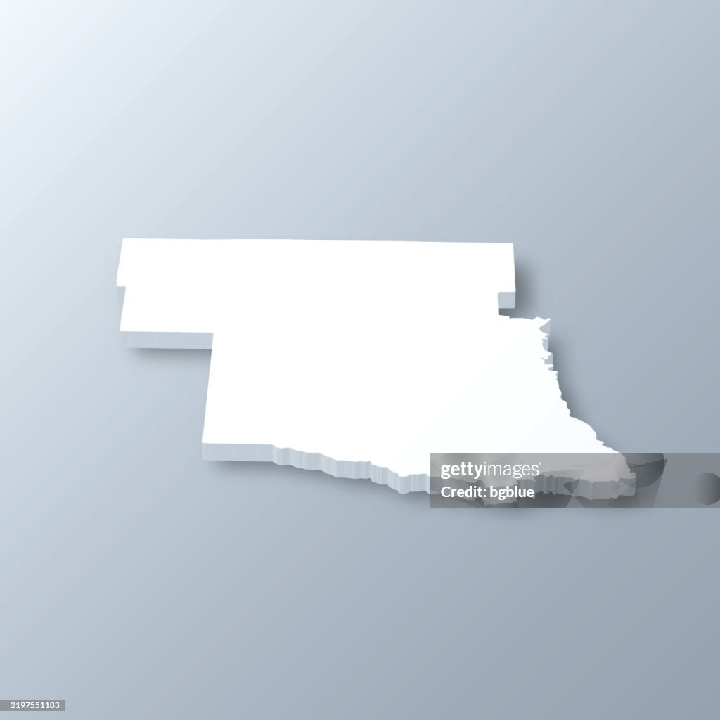 Pike County, Arkansas. 3D Map on gray background
