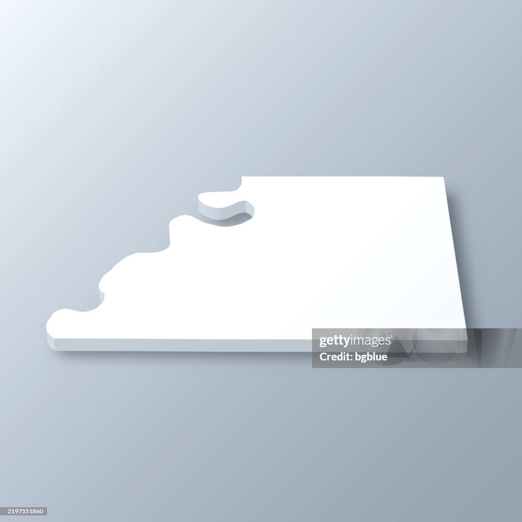 Buchanan County, Missouri. 3D Map on gray background