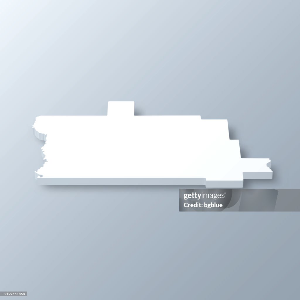 Calcasieu Parish, Louisiana. 3D Map on gray background