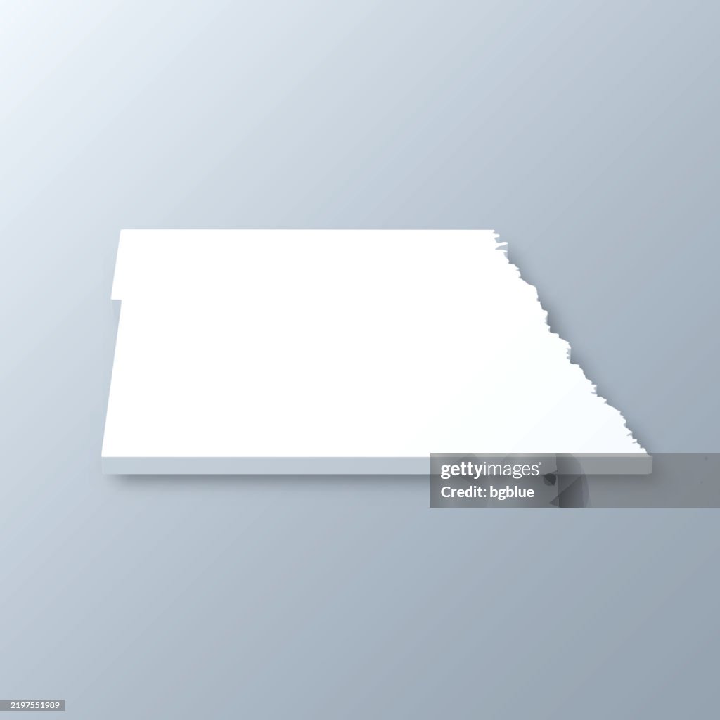 Grand Forks County, North Dakota. 3D Map on gray background