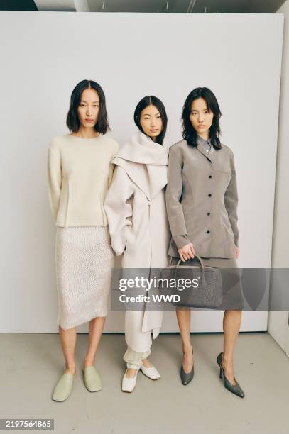 Backstage at the Calvin Klein Collection Fall RTW 2025 fashion show as part of New York Fashion Week held at the Calvin Klein Headquarters on...