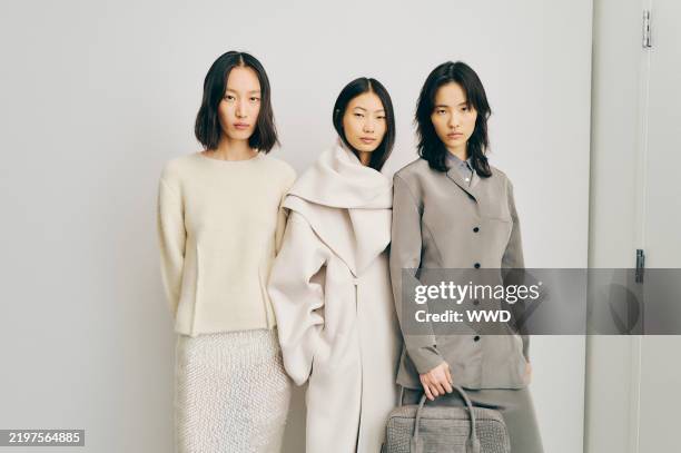 Backstage at the Calvin Klein Collection Fall RTW 2025 fashion show as part of New York Fashion Week held at the Calvin Klein Headquarters on...