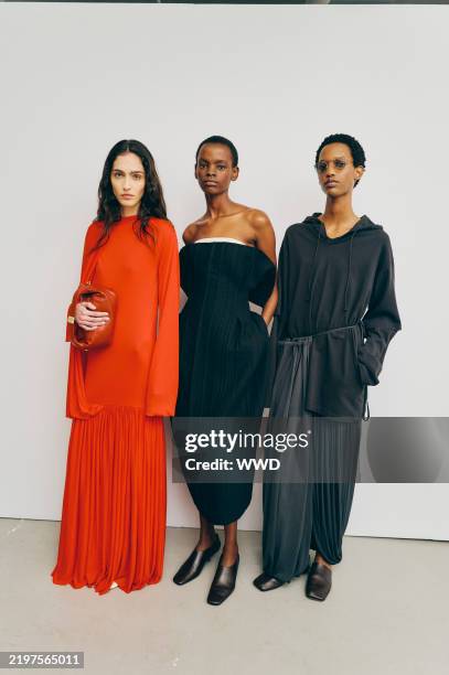 Backstage at the Calvin Klein Collection Fall RTW 2025 fashion show as part of New York Fashion Week held at the Calvin Klein Headquarters on...