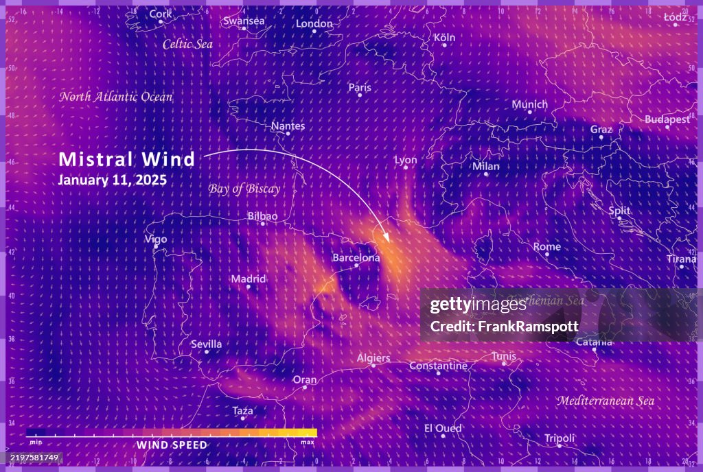 Mistral Wind 20250111 Wind Weather Map Gulf Of Lion Infographic